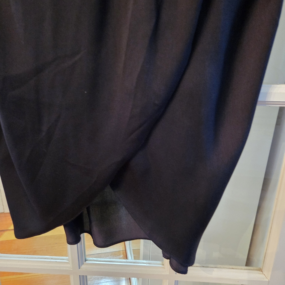 City Chic Black Faux Wrap Midi Dress with Tulip Sleeves - Size 16 - Picture 10 of 11